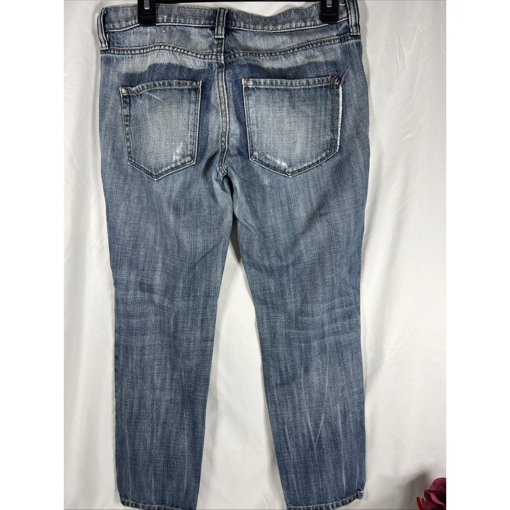 Ann Taylor LOFT Jeans Womens 0 Blue Boyfriend Button Fly Distressed 25/0 - Picture 10 of 16